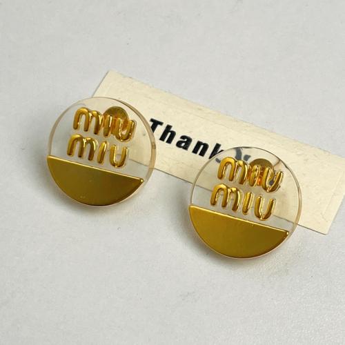 Acrylic Jewelry Earring, with Tibetan Style, Round, fashion jewelry & for woman, golden, 24mm, Sold By Pair