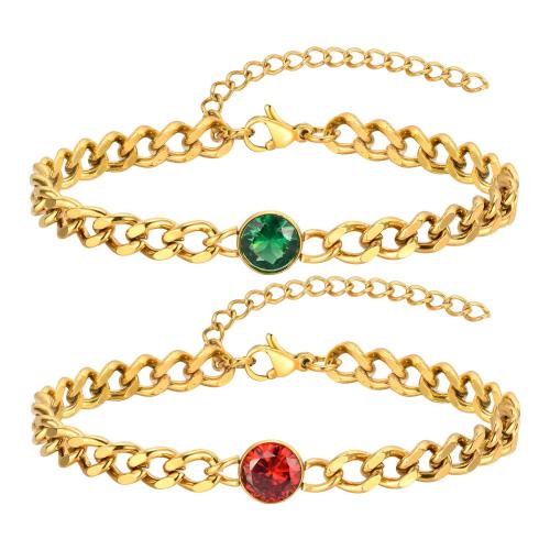 Pulsera de Acero Inoxidable, acero inoxidable 304, con 5cm extender cadena, Joyería & micro arcilla de zirconia cúbica & para mujer, más colores para la opción, longitud:aproximado 16 cm, Vendido por UD