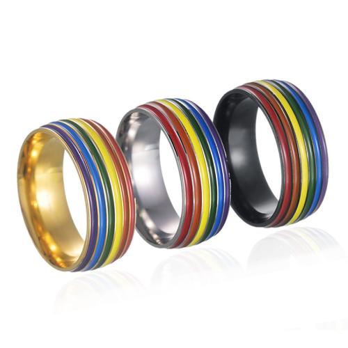 Bague acier titane, unisexe & normes différentes pour le choix & émail, plus de couleurs à choisir, width 8mm, thickness 2mm, Vendu par PC