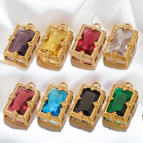 Stainless Steel Pendants, 304 Stainless Steel, with Crystal, DIY, more colors for choice, 17x10mm, Sold By PC