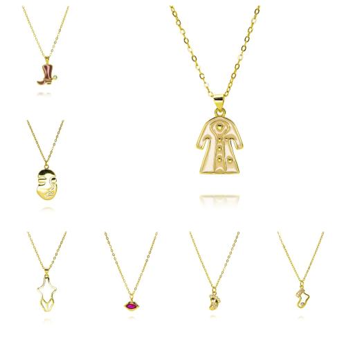 Collier en laiton cubique Zircon Micro Pave, Placage de couleur d'or, Forme différente pour le choix & bijoux de mode & pavé de micro zircon & pour femme & émail, plus de couleurs à choisir, protéger l'environnement, sans nickel, plomb et cadmium, Longueur:Environ 45 cm, Vendu par PC