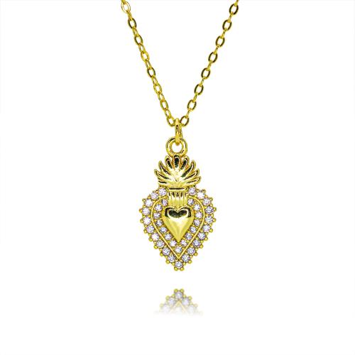 Cubic Zircon Micro Pave Brass Necklace, gold color plated, Different Shape for Choice & fashion jewelry & micro pave cubic zirconia & for woman, more colors for choice, nickel, lead & cadmium free, Length:Approx 45 cm, Sold By PC