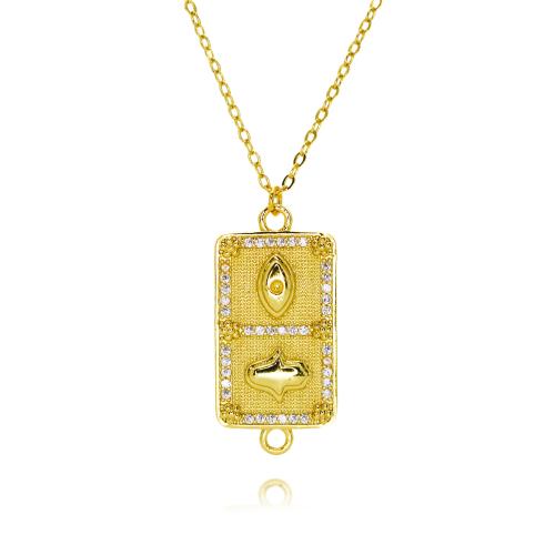 Collier en laiton cubique Zircon Micro Pave, Placage de couleur d'or, Forme différente pour le choix & bijoux de mode & pavé de micro zircon & pour femme, plus de couleurs à choisir, protéger l'environnement, sans nickel, plomb et cadmium, Longueur:Environ 45 cm, Vendu par PC