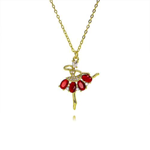 Cubic Zircon Micro Pave Brass Necklace, Dancing Girl, gold color plated, fashion jewelry & different size for choice & micro pave cubic zirconia & for woman, more colors for choice, nickel, lead & cadmium free, Length:Approx 45 cm, Sold By PC