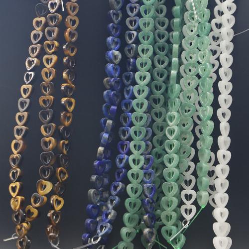 Gemstone Jewelry Beads, Natural Stone, Heart, DIY & different materials for choice & hollow, more colors for choice, 20PCs/Strand, Sold By Strand