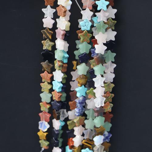 Gemstone Jewelry Beads, Natural Stone, Star, Carved, DIY & different materials for choice, more colors for choice, 13x13x5mm, 18PCs/Strand, Sold By Strand