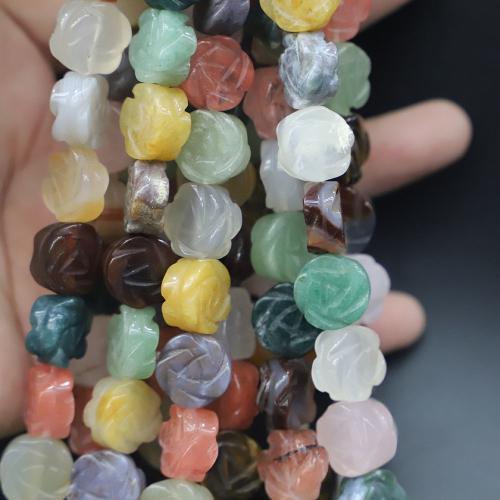 Gemstone Jewelry Beads, Natural Stone, Flower, Carved, DIY & different materials for choice, more colors for choice, 14x8mm, 15PCs/Strand, Sold By Strand