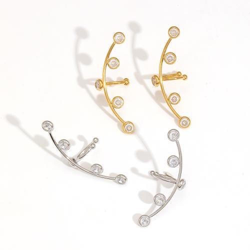 Pendientes Ear Cuff, acero inoxidable 304, Joyería & para mujer & con diamantes de imitación, más colores para la opción, 47.50x14.80mm, Vendido por Par