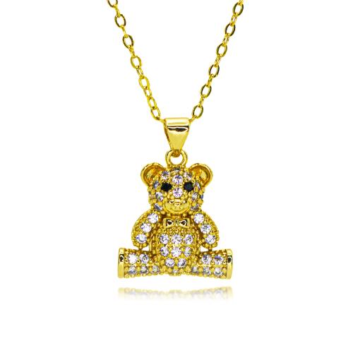 Collier en laiton cubique Zircon Micro Pave, ours, Placage de couleur d'or, bijoux de mode & normes différentes pour le choix & pavé de micro zircon & pour femme, plus de couleurs à choisir, protéger l'environnement, sans nickel, plomb et cadmium, Longueur:Environ 45 cm, Vendu par PC