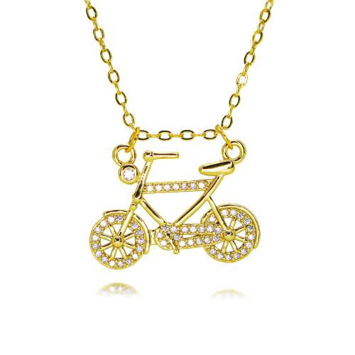 Collier en laiton cubique Zircon Micro Pave, Placage de couleur d'or, Forme différente pour le choix & bijoux de mode & pavé de micro zircon & pour femme, plus de couleurs à choisir, protéger l'environnement, sans nickel, plomb et cadmium, Longueur:Environ 45 cm, Vendu par PC