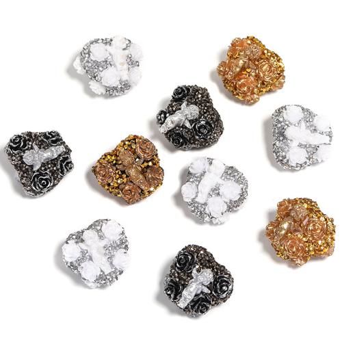 Resin Jewelry Beads, DIY & with rhinestone, mixed colors, 21x23mm, 20PCs/Bag, Sold By Bag