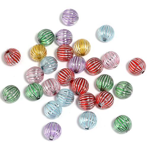 Acrylic Jewelry Beads, Round, silver color plated, DIY, mixed colors, 14mm, Approx 320PCs/Bag, Sold By Bag