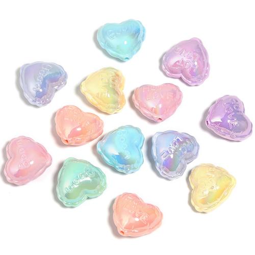 Perle acrylique, coeur, DIY, couleurs mélangées, 27mm, 50PC/sac, Vendu par sac