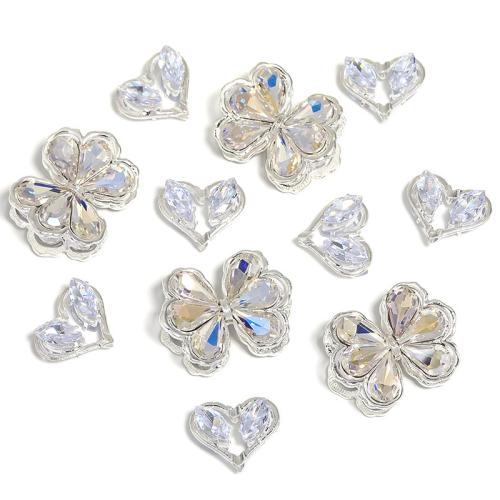 Bijoux de perles en alliage de Zinc , Rond, Placage de couleur argentée, DIY & modèles différents pour le choix & avec strass, plus de couleurs à choisir, protéger l'environnement, sans nickel, plomb et cadmium, 10PC/sac, Vendu par sac