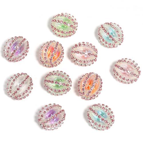 Acrylic Jewelry Beads, DIY & with rhinestone, mixed colors, 18x19mm, 20PCs/Bag, Sold By Bag