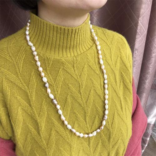 Natural Freshwater Pearl Necklace, fashion jewelry, white, Necklace length 70-75cm, Sold By PC