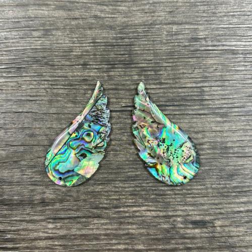 Natural Abalone Shell Pendants, Wing Shape, DIY, 25x52mm, Sold By Pair