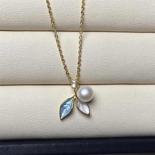 Freshwater Pearl Brass Necklace, with Freshwater Pearl, with 5cm extender chain, gold color plated, fashion jewelry, golden, nickel, lead & cadmium free, u73cdu73e0u5927u5c0fuff1a6-7mm, Length:45 cm, Sold By PC