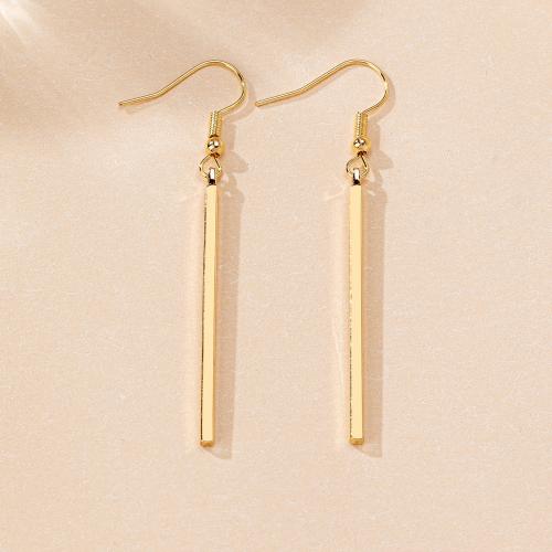 Tibetan Style Drop Earrings, plated, for woman, gold, Sold By Pair