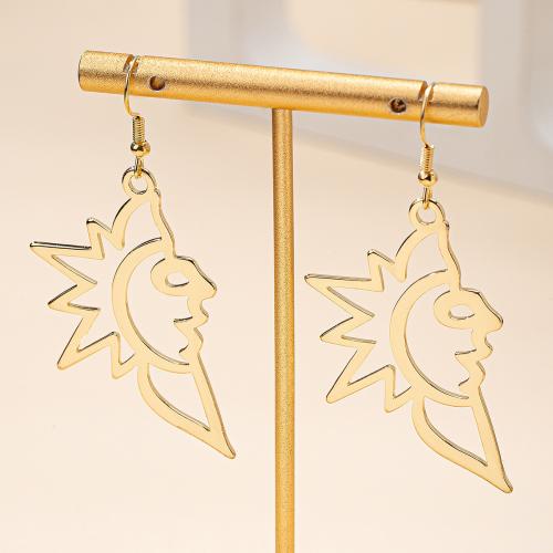 Iron Earring, plated, for woman, gold, Sold By Pair