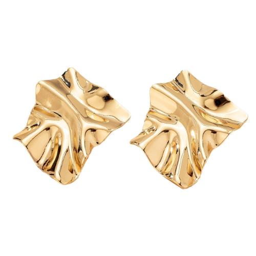 Iron Earring, plated, for woman, gold, Sold By Pair