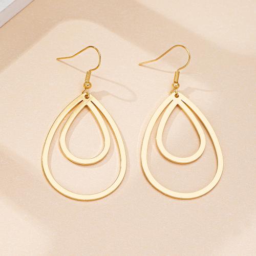 Iron Earring, plated, for woman, gold, Sold By Pair