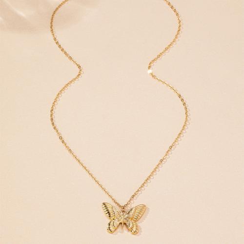 Collier de bijoux en alliage de zinc, papillon, Placage, pour femme, Or, Vendu par PC