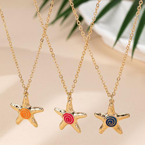 Tibetan Style Jewelry Necklace, Starfish, plated, for woman & enamel, more colors for choice, Sold By PC