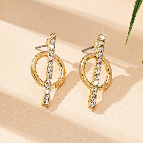 Tibetan Style Stud Earring, plated, micro pave cubic zirconia & for woman, gold, Sold By Pair