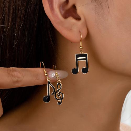 Iron Earring, Tibetan Style, Music Note, plated, three pieces & for woman & enamel, more colors for choice, Sold By Set