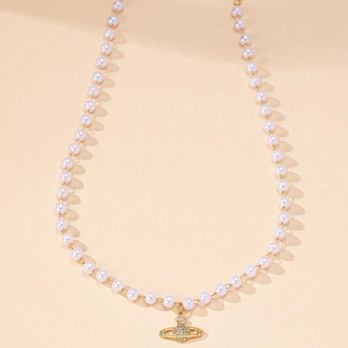 Tibetan Style Jewelry Necklace, with Plastic Pearl, plated, different styles for choice & micro pave cubic zirconia & for woman, more colors for choice, Sold By PC