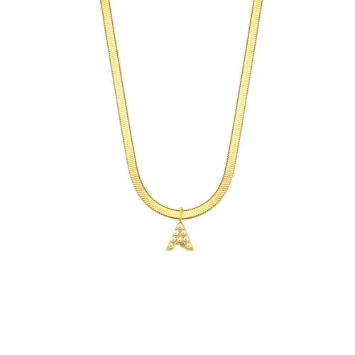 Partículas de acero collar, con Perlas plásticas, con 2inch extender cadena, Carta del alfabeto, chapado en color dorado, cadena de la serpiente & diferentes estilos para la opción & para mujer, longitud:aproximado 15.7 Inch, Vendido por UD