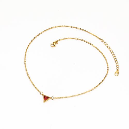 Partículas de acero collar, Triángulo, chapado en color dorado, para mujer & con diamantes de imitación, más colores para la opción, longitud:aproximado 16 Inch, Vendido por UD