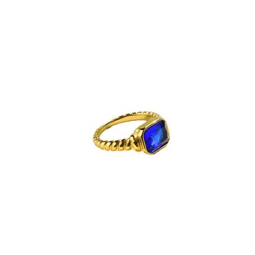 Acier titane bague, Motif géométrique, Placage de couleur d'or, normes différentes pour le choix & pour femme & avec strass, plus de couleurs à choisir, Taille:6-10, Vendu par PC