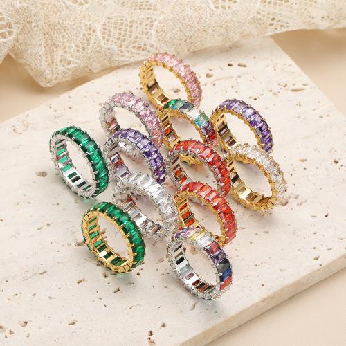 Titanium Steel Finger Ring, Geometrical Pattern, Vacuum Ion Plating, different size for choice & for woman & with rhinestone, more colors for choice, US Ring Size:6-10, Sold By PC