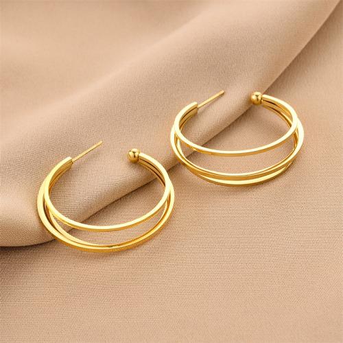 Titanium Steel  Earring, fashion jewelry & for woman, golden, 50mm, Sold By Pair