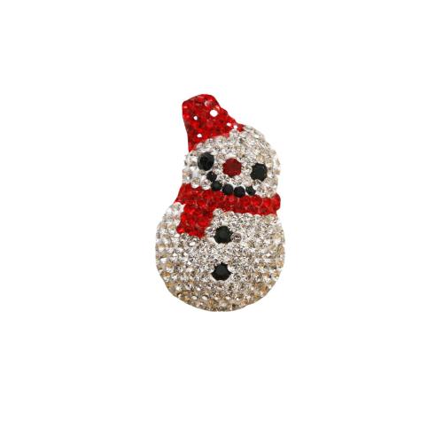 Gypse composant de boucle d'oreille goutte, bonhomme de neige, Conception de Noël & DIY & avec strass, 25mm, Vendu par PC