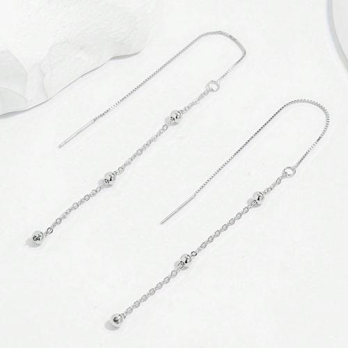 925 Sterling Silver Thread Through Earrings, fashion jewelry & for woman, 3x142mm, Sold By Pair