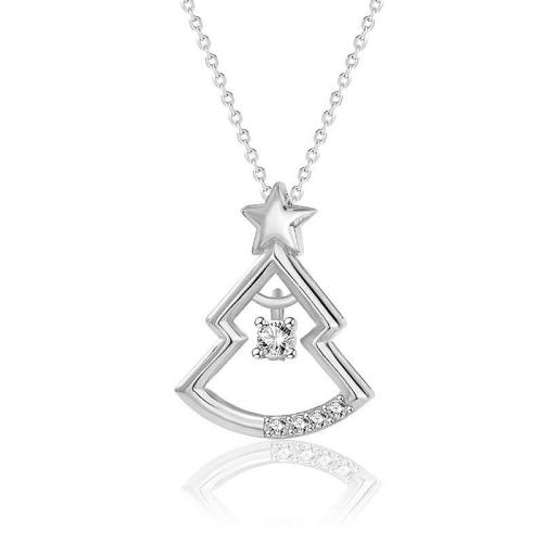 Zircon cubique Micro Pave collier en argent Sterling, Argent sterling 925, avec 5cm chaînes de rallonge, arbre de noël, bijoux de mode & pavé de micro zircon & pour femme, plus de couleurs à choisir, Longueur:Environ 40 cm, Vendu par PC