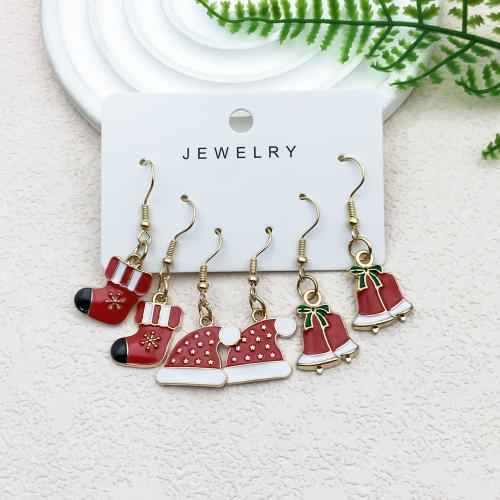 Pendientes de Navidad, aleación de zinc, Diseño de Navidad & Joyería & para mujer & esmalte, Vendido por Set