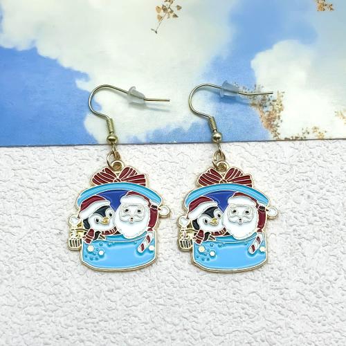 Christmas Earrings, Tibetan Style, Christmas Design & fashion jewelry & for woman & enamel, 26x51mm, Sold By Pair