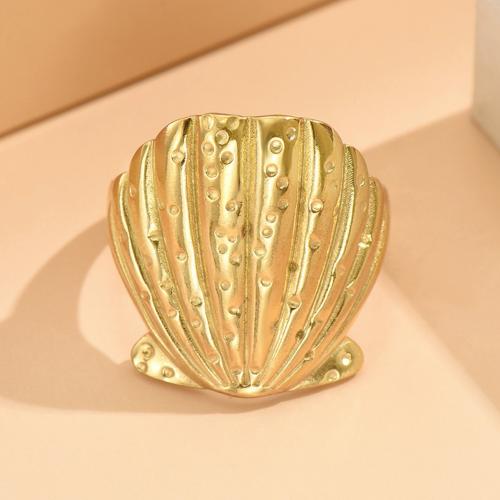 Bague en acier inoxydable, Acier inoxydable 304, coquille, bijoux de mode & pour femme, plus de couleurs à choisir, Taille:7, Vendu par PC