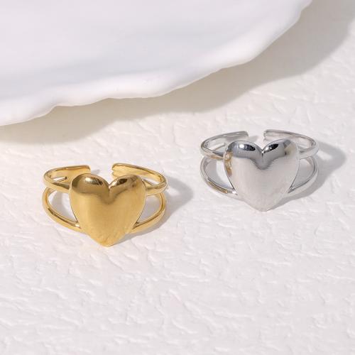 Stainless Steel Finger Ring, 304 Stainless Steel, Heart, fashion jewelry & for woman, more colors for choice, Sold By PC