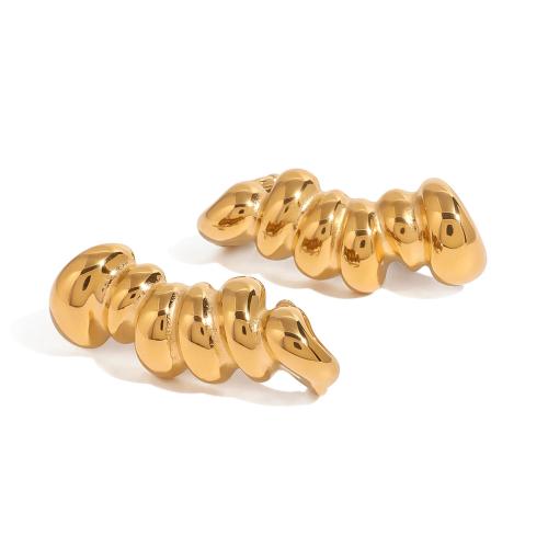 Edelstahl Ohrringe, 304 Edelstahl, 18K vergoldet, Modeschmuck & für Frau, goldfarben, 43.70x16mm, verkauft von Paar