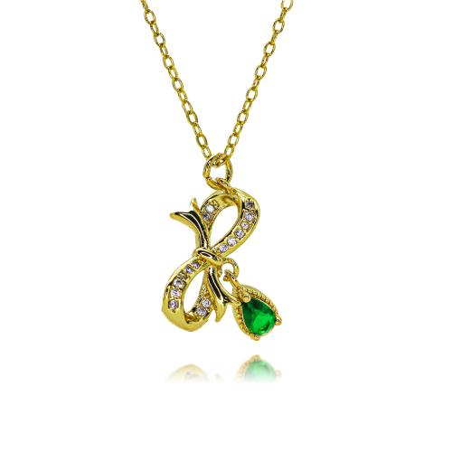 Collier en laiton cubique Zircon Micro Pave, Placage de couleur d'or, Forme différente pour le choix & bijoux de mode & pavé de micro zircon & pour femme, plus de couleurs à choisir, protéger l'environnement, sans nickel, plomb et cadmium, Longueur:Environ 45 cm, Vendu par PC