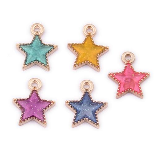 Tibetan Style Enamel Pendants, Star, gold color plated, DIY, more colors for choice, nickel, lead & cadmium free, 15x12mm, Approx 100PCs/Bag, Sold By Bag