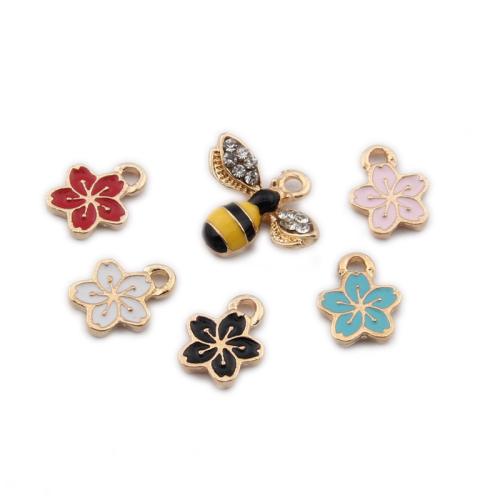 Tibetan Style Enamel Pendants, gold color plated, Different Shape for Choice & DIY, more colors for choice, nickel, lead & cadmium free, Approx 100PCs/Bag, Sold By Bag