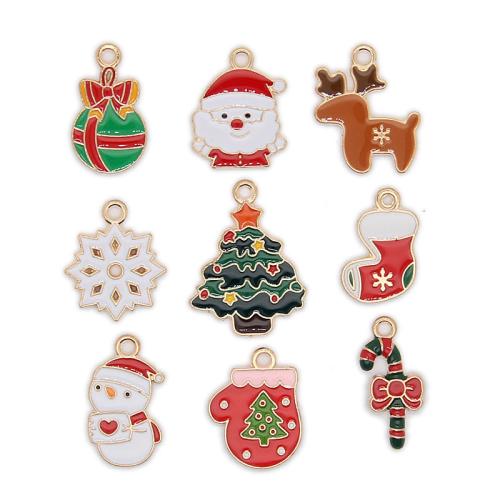 Tibetan Style Enamel Pendants, gold color plated, Different Shape for Choice & Christmas Design & DIY, more colors for choice, nickel, lead & cadmium free, Approx 100PCs/Bag, Sold By Bag