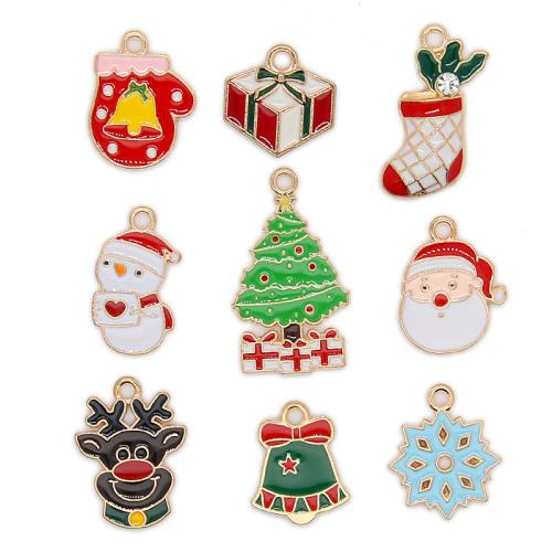 Tibetan Style Enamel Pendants, gold color plated, Different Shape for Choice & Christmas Design & DIY & with rhinestone, more colors for choice, nickel, lead & cadmium free, Approx 100PCs/Bag, Sold By Bag