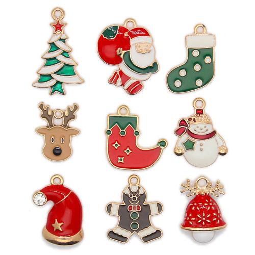 Tibetan Style Enamel Pendants, gold color plated, Different Shape for Choice & Christmas Design & DIY, more colors for choice, nickel, lead & cadmium free, Approx 100PCs/Bag, Sold By Bag